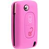 SALPIE COVER CHIAVE PORTACHIAVI GUSCIO compatibile con CITROEN C2 C3 C4 C5 PICASSO 2 TASTI PEUGEOT 107 206 207 307 308 406 407 TELECOMANDO (Pink, COVER SILICONE)