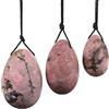 Nupuyai Set di 3 uova in cristallo di rodonite, pietra per massaggio forato, per donne, per esercizi di Kegal, rafforzano i muscoli del pavimento pelvico