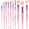 Wanmu Set di 10 pennelli per make-up con cristalli glitterati, in polvere trasparente, essenziali, per correttore, ombretto, eyeliner, pennelli da trucco, ombretto, misti