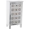DRW Sinfonier con 5 cassetti in legno intagliato e specchio bianco Decape 48x30x89cm