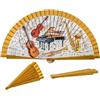 DRW Ventaglio Legno Decorato con Strumenti Musicali, Giallo, Medidas: 42 cm