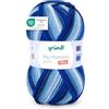Gründl - Big Mamma Print - Lana XXL per lavorare a maglia - Gomitolo grande 400 g / 1040 m - Gradiente di lana in 100% poliacrilico - blu reale-jeans-azzurro cielo-bianco