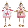 DKD Home Decor Ornamento natalizio del marchio bianco e rosa in metallo (9 x 6,5 x 11 cm) (2 pezzi)