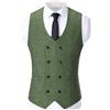 Solovedress Tuta da uomo in lana tweed a due file, per matrimonio, verde, L