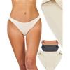 SENSACI Slip Bikini Donna con Strisce in Silicone Antiscivolo, Senza Cuciture, Comodo, Elastico, Invisibile, Ideale per Sport e Abbigliamento Aderente. Microfibra con Cavallo in Cotone Traspirante.