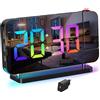 Lancoon Sveglia digitale con luce notturna ambientale, multicolore, orologio a proiezione di numeri RGB per la decorazione della casa, della camera da letto, con presa inclusa
