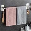 JS Portasciugamani autoadesivo in acciaio inox spazzolato porta strofinacci con 2 ganci Bagno Cucina Doccia Organizer Accessori 60 cm