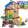 CUBIMANA Friends Bambina Casa con Luce LED per Bambini da 8 a 14 Anni | 1317 Pezzi Gioco di Costruzioni Casa con Auto e Piscina, Gioco di Ruolo, Regalo di Natale Compleanno per Bambine e Bambini