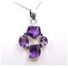 7.62 GM 925 Argento Sterling Naturale Ametista Taglio Gemma Mano Ciondolo 4.3cm