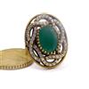 Lab-Created Smeraldo & C.Z Taglio Pietra Bicolore Anello 925 Argento Sterling