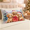 PETTI Artigiani Italiani - Lenzuola in Cotone con Federe in Stampa Digitale di Natale, Lenzuola Natalizie Una Piazza, Completo Letto Singolo Natalizio, Dog Panna, 100% Made in Italy
