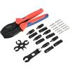 Electraline 59232 Kit pinza e connettori per pannelli fotovoltaici, pinza crimpatrice solare per cavi con sezione 2.5-4-6mm, 6 connettori completi MC4 (mascio+femmina+terminale), 2 chiavi, e borsa zip