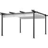 Outsunny Gazebo Pergola 4x4 m con Tettuccio Retrattile, 8 Viti e 8 Picchetti in Alluminio, Poliestere e Metallo, Bianco