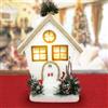 BAKAJI Casetta Con Rametti Bacche E Pigne Con Luce A Pile 32cm Decorazioni Natalizie