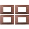 ZOREI 4 Pezzi Placche Compatibile Con Vimar Plana, Placche in Plastica Effetto Satinato (3 Posti/Moduli,Bronzo Satinato)