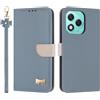TAUYN Custodia per Honor 400 Lite, PU Pelle Flip Cover Antiurto TPU Custodie, Slot per Schede & Supporto Funzione, con Cordino -Blu