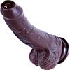Umania Pene realistico nero da 20 cm con prepuzio mobile, silicone a doppia densità, con ventosa, giocattolo per stimolazione vaginale e anale, adatto a principianti, donne e coppie