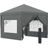 EasyComfort Gazebo da Esterno 3x3 m Pieghevole con 4 Pannelli Laterali, in Acciaio e Tessuto Oxford Grigio