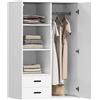 EasyComfort Armadio Moderno con 2 Cassetti, Ripiani Aperti e Vano Appendiabiti, 80x50x124 cm, Bianco