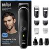 Braun REGOLABARBA STYLING KIT, Tagliacapelli Uomo, Rasoio Elettrico Barba e Capelli, 10-In-1 per Barba, Capelli, Corpo, Naso e Orecchie, 100 Minuti Di Utilizzo Senza Fili, MGK5440