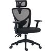 Vinsetto Sedia da Ufficio Ergonomica con Altezza Regolabile, Supporto Lombare e Poggiatesta, 66x61x106-116cm Nero|Aosom
