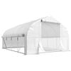 Outsunny Serra per Orto 3.95x3x2m Struttura in Acciaio e Copertura in PE Anti-UV con 8 Finestre, Porta e 2 Pareti Laterali Avvolgibili, Bianco|Aosom