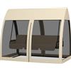 Outsunny Dondolo 3 posti Convertibile da Giardino 2 in 1 in Letto con Cuscini e Zanzariera, 240x140x197 cm, Caffè | Aosom Italy
