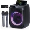 GREEN KEEPER Cassa karaoke bluetooth 400W portatile con 2 microfoni e luci LED