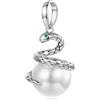luvhaha Ciondolo a forma di serpente con perla di fortuna, charm in argento Sterling 925 con perla adatta Pandora bracciale per le donne