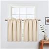 LinTimes Confezione da 2 tende corte oscuranti beige, 66 x 91,4 cm (2 pannelli), tasca per asta, blocco della luce, oscuramento della stanza, cucina, bagno, camera da letto, soggiorno