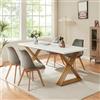 [en.casa] Tavolo da Pranzo fino a 6 Posti con Gambe a X in Metallo Dorato Tavolo Elegante per Sala da Pranzo Cucina 180x80x75 cm Effetto Marmo Bianco