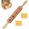 SSyang Mattarello di Natale,Mattarello Decorativo per Biscotti,Natale Goffratura Mattarello con Motivo Natalizio Mattarello in Legno Incisione Natale Mattarello 3D Rolling Pin per DIY(Fiocco di Neve)