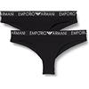 Emporio Armani Donna Bi-Pack Brazilian Brief Iconic Cotton Biancheria Intima, Nero, XS