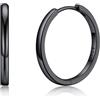 Silvora Orecchini Uomo Cerchio Argento 925, 20mm Orecchino Donna Nero a Cerchio per Anniversario Natale Compleanno