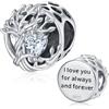 Friggem Charm Albero della vita, Bead Charm Albero Genealogico in Argento Sterling 925 Zircone bianco, Adatto per Perline Charm bracciali europei, Regali per donne ragazze