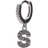 Remo Gammella Orecchini cerchio piccoli argento 925, orecchini donna singolo mono orecchino lettera mini hoops argento e zirconi (S)
