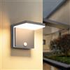 KUKAK Lampada da parete a LED per interni con sensore di movimento, 12 W, IP65, impermeabile, in alluminio, moderna, 3000 K, luce bianca calda, per esterni, terrazza, ingresso, giardino, balcone, antracite