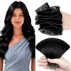 LaaVoo Extension Tessitura Capelli Veri Nero Jet Geniale Weft, Remy Lisci 40cm 50g, Leggere e Invisibili per Volume e Lunghezza, Feste e Quotidiano #1