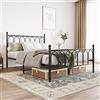JELUTE Struttura letto matrimoniale in metallo, Nero, 135 x 190 cm | Con testiera e pediera, Base resistente, Supporto a doghe in metallo