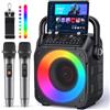 Wowstar Karaoke, Altoparlante Portatile Bluetooth per Adulti con 2 Microfoni (2026 Ultimo Modello), Sistema PA per Adulti e Bambini con Luci LED per Feste (Nero)