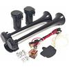 YIYIDA Clacson Tromba d'aria 24V Air Horn Tromba per camion 170db Tromba elettrica a doppio tubo tweeter nero e tromba del basso con Air Pump Altoparlante Car Horn per 24V camion Moto Vans nave ecc