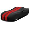 Asasytal Interno Copertura per Auto Sportive, con Cappuccio Pieno Protezione, Tessuto Elastico in Velluto Morbido, Traspiranti per il Garage/Auto Show/Mostra, L4.18-4.6m, Striped Rosso+Nero