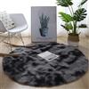 Leesentec Tappeti rotondi per camera da letto Soggiorno Antiscivolo Soffice tappeto soffice Tappetini shaggy Grandi per corridoio (Nero/grigio, 140)