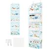 Clastyle Portaoggetti da Appendere Dinosauro Organizer da Appendere per Bambini Vestiti Pannolino Giocattolo Organizzatore Appeso da Porta per Camera da Letto Bagno, Blu, 5 Scomparti