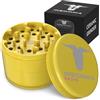 Insomnia Smoke Grinder per Erbe | Grinder Premium in Metallo di Alluminio a 4 Parti con Filtro per Polline, Coperchio Magnetico, 28 Denti Affilati, Rivestimento in Ceramica, Facile da Pulire e Antiade (Giallo)