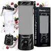BlendyGo Frullatore portatile mini frullatore elettrico BlendyGo 3 usb ricaricabile tritatutto elettrico frullo piccolo blender smoothie maker trita ghiaccio e frutta congelata (Black Metallic)