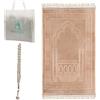 MYPRAY - Tappeto da preghiera - spesso - Set di 3 Seccade - con Tesbih e borsa (beige)
