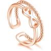 Loutade Anello da donna in argento Sterling 925, aperto, regolabile, doppio argento aperto, anello aperto, infinito, semplice in argento, impilabile, anello aperto per donne e ragazze, Verstellbar