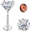 Sllaiss Orecchini Moissanite Uomo Donna in Titanio G23 Punto Luce Diamante Brillante VVS1 Certificata D Color Oro 18K Orecchino Singolo a Lobo Anallergici Senza Nichel Piercing 3 CT