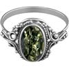 Designer Inspirations Boutique Anello vintage in argento Sterling con ambra baltica verde ovale, stile vittoriano, taglie disponibili: L-R, argento, 52 (16.6), cod. R6642G-M&M-CME-L-RING